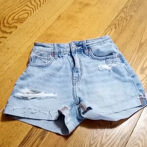 AMERICAN EAGLE JEANS SHORTS  WOMENS 000 BLUE Mom Shor Preowned Denim Distressed